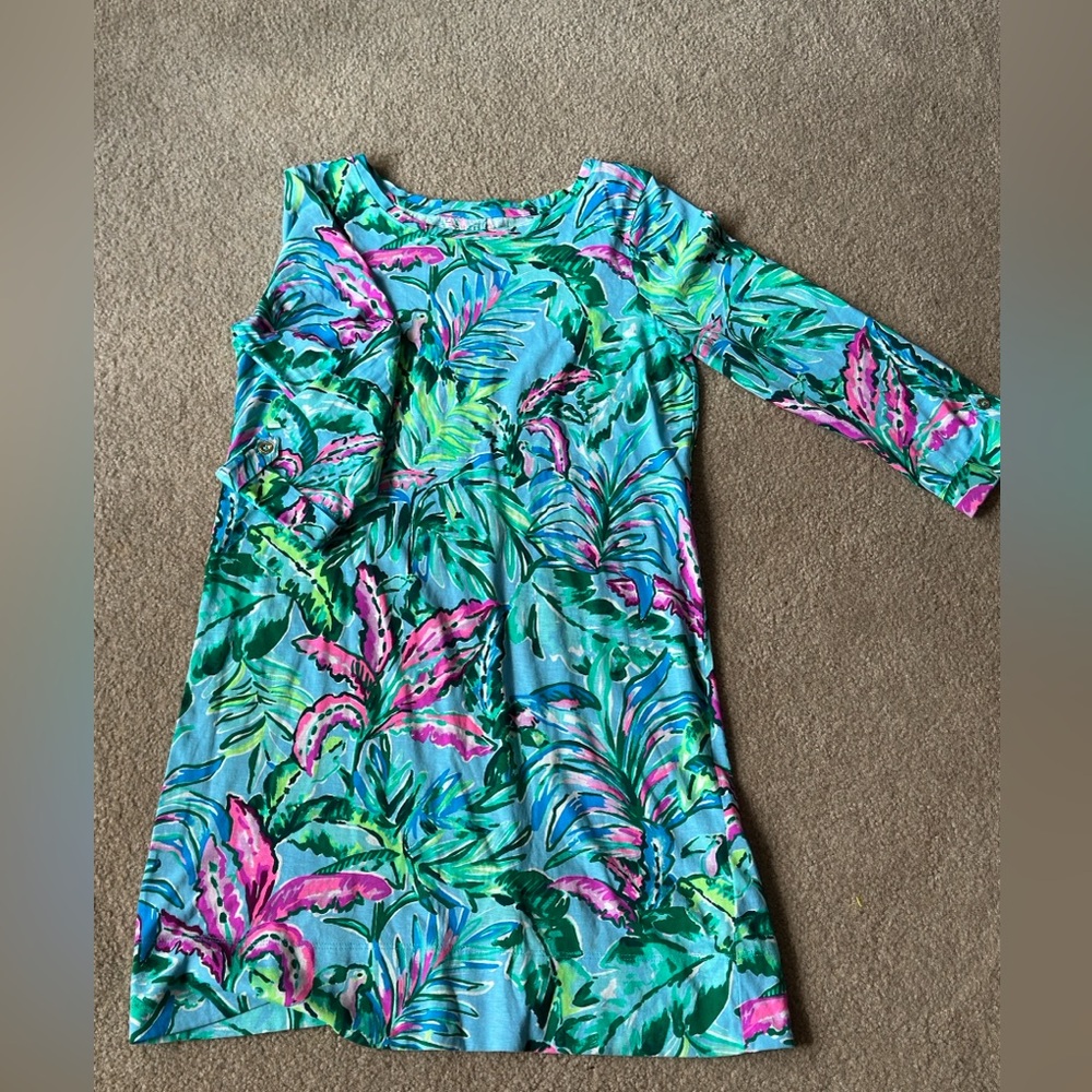 Lilly Pulitzer Multicolor Tropical Print Dress - Aqua, Pink, Green